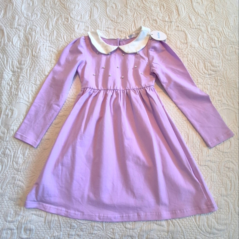 Arshiner girls size 110 or 5 lavender with white Peter Pan collar, NWT